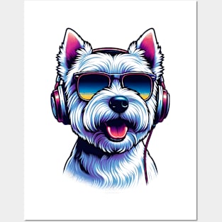 West Highland White Terrier Smiling DJ in Japanese Art Posters and Art